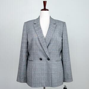 Antonio Melani Gray Plaid Tailored Office Business Jacket Modern Blazer  NWT